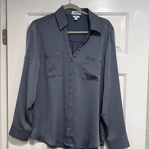 Express Slate Blue Button-Down Shirt